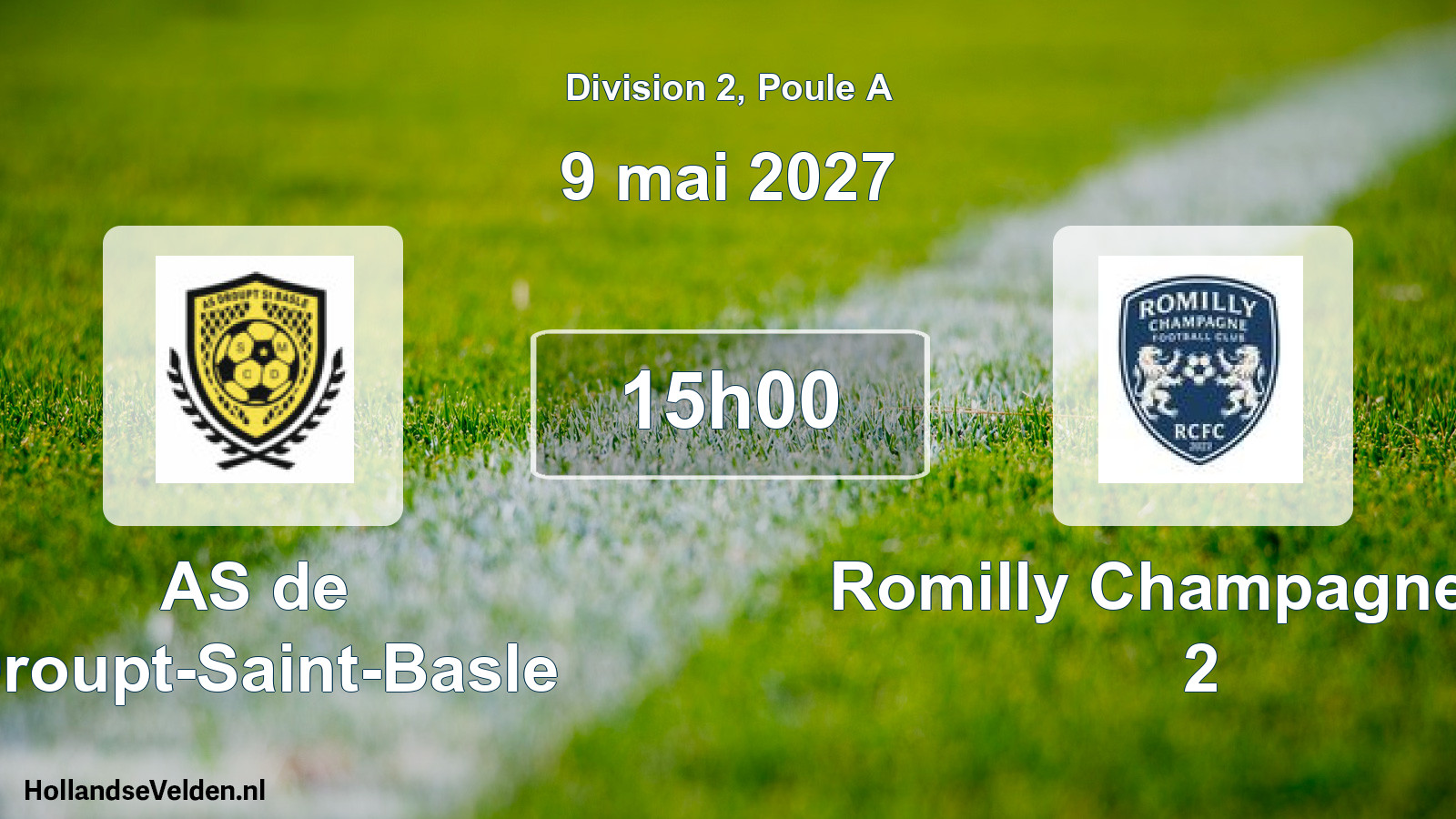 Scheduled Match: AS de Droupt-Saint-Basle - Romilly Champagne FC 2 (9 May 2027)
