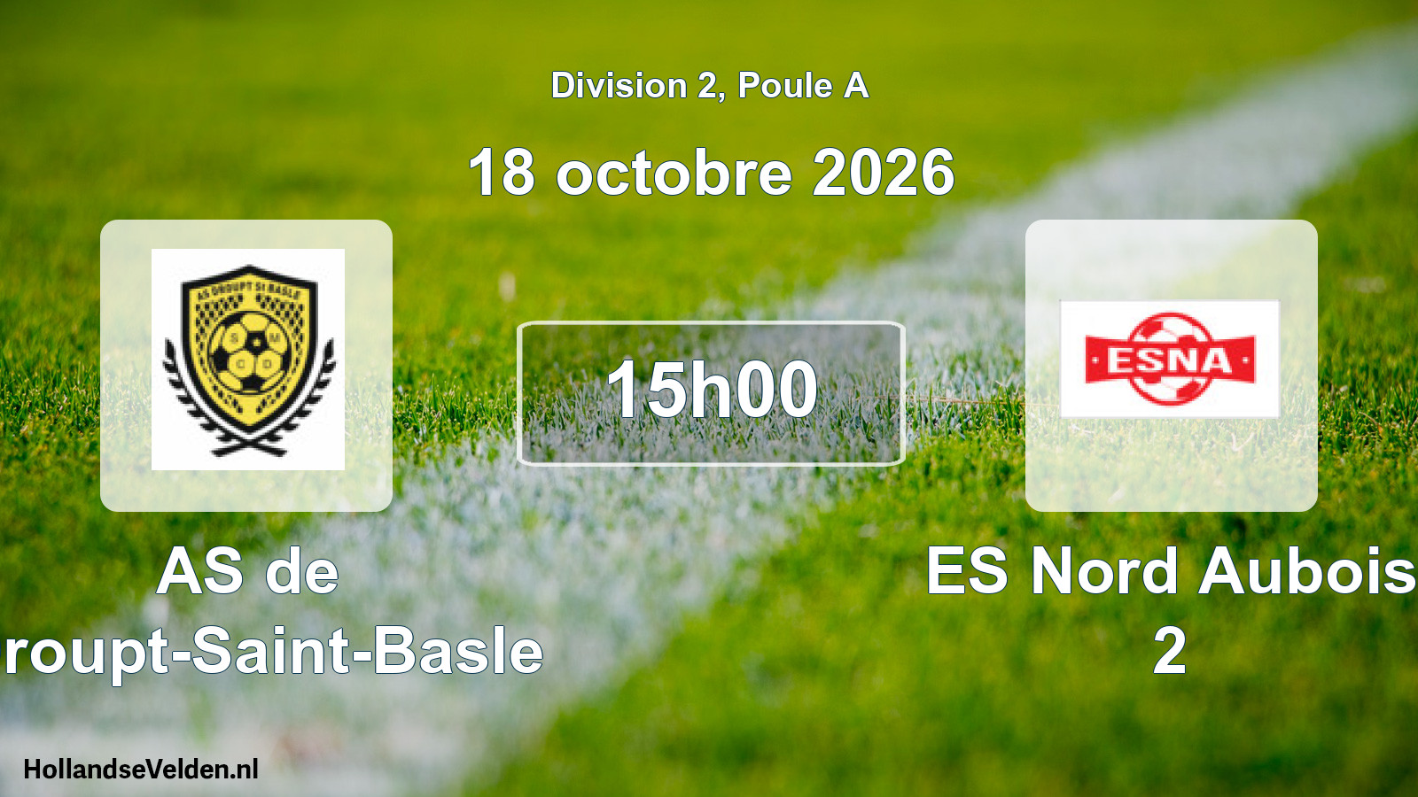 Match programmé: AS de Droupt-Saint-Basle - ES Nord Aubois 2 (18 octobre 2026)