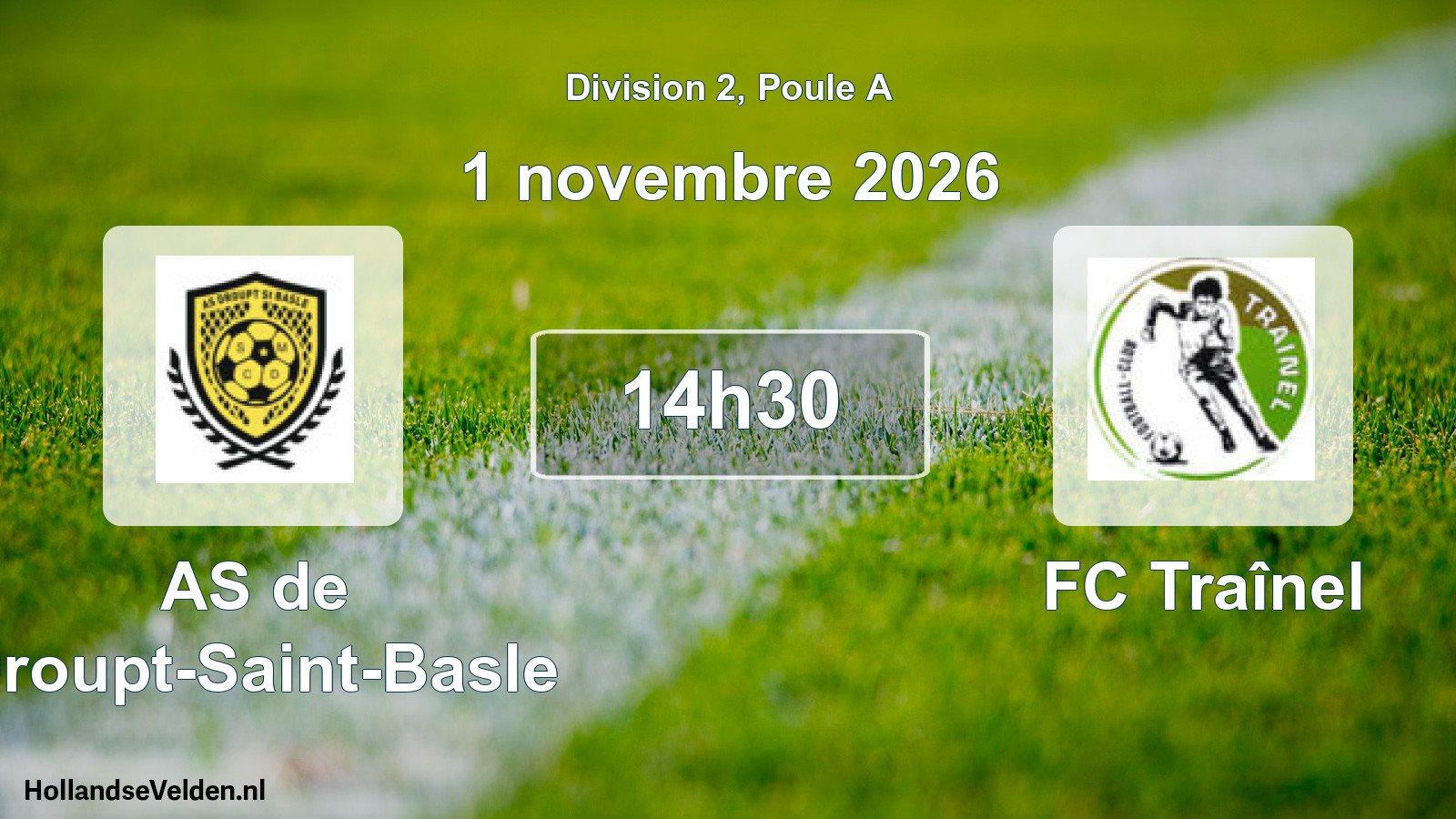 Geplande wedstrijd: AS de Droupt-Saint-Basle - FC Traînel (1 november 2026)