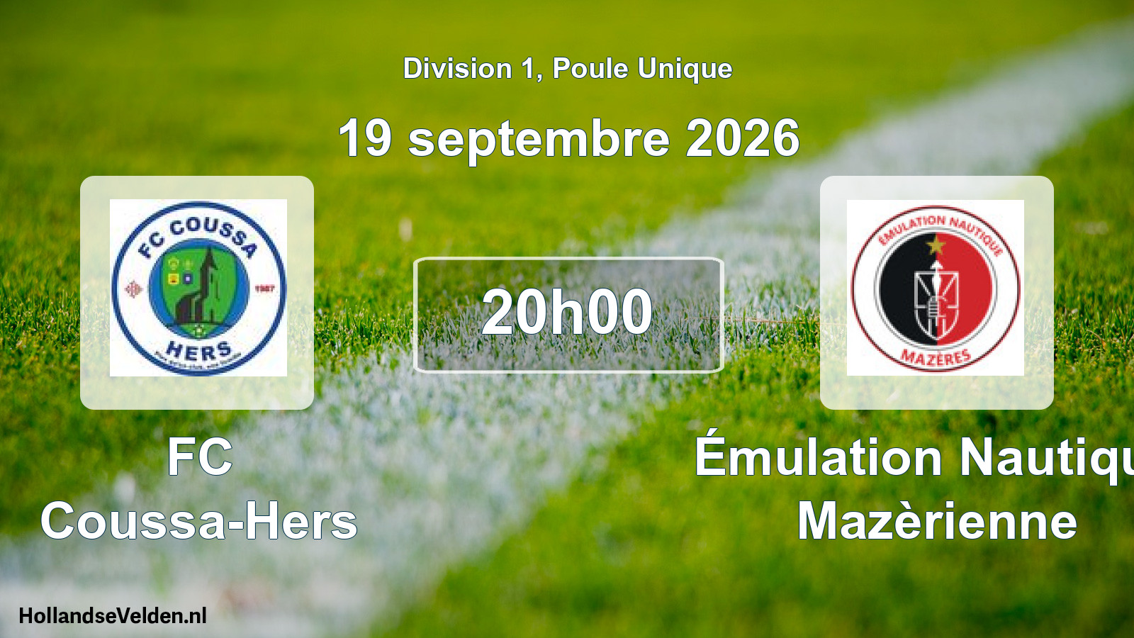 Match programmé: FC Coussa-Hers - Émulation Nautique Mazèrienne (19 septembre 2026)