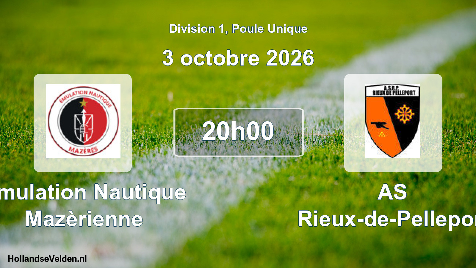 Match programmé: Émulation Nautique Mazèrienne - AS Rieux-de-Pelleport (3 octobre 2026)