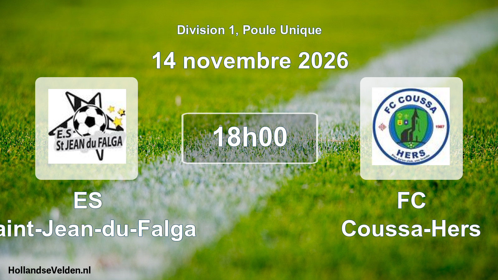 Match programmé: ES Saint-Jean-du-Falga - FC Coussa-Hers (14 novembre 2026)