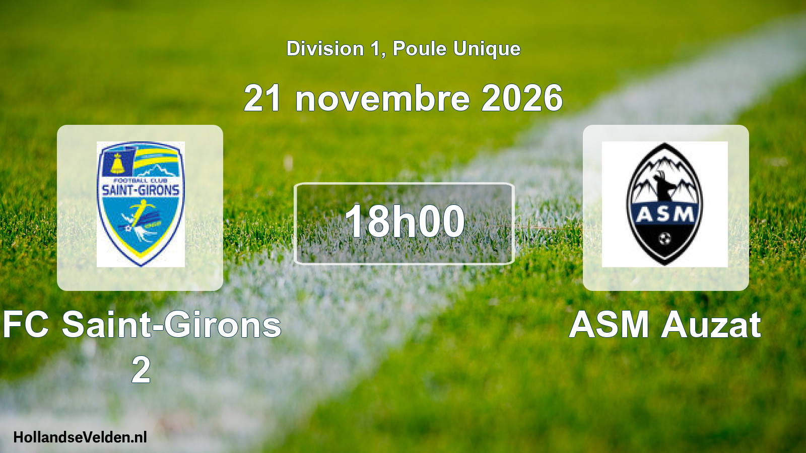 Match programmé: FC Saint-Girons 2 - ASM Auzat (21 novembre 2026)