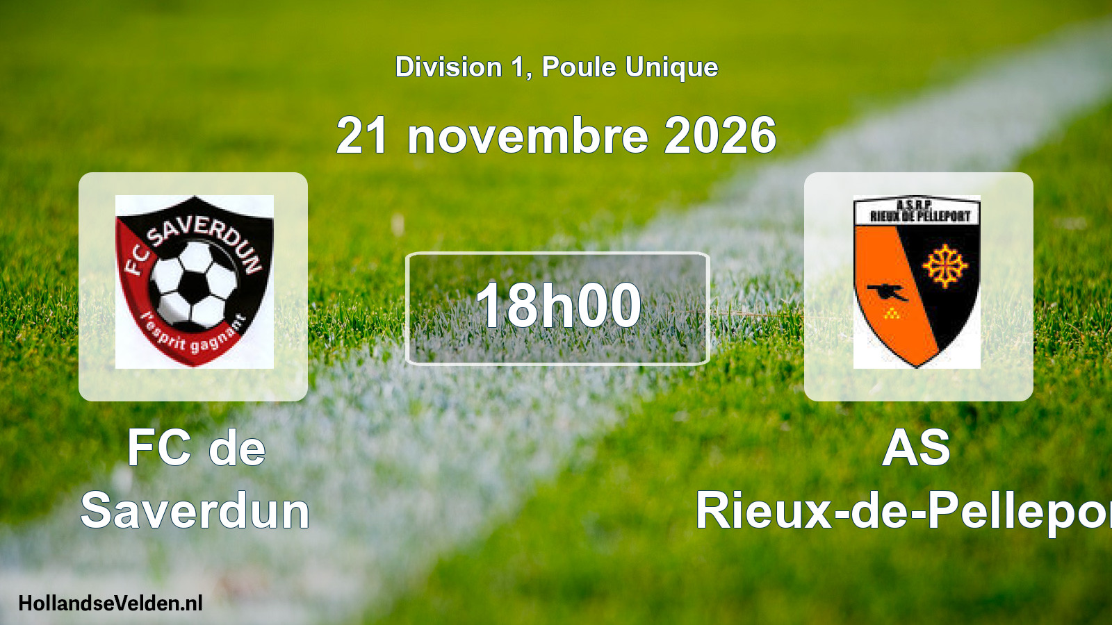 Match programmé: FC de Saverdun - AS Rieux-de-Pelleport (21 novembre 2026)