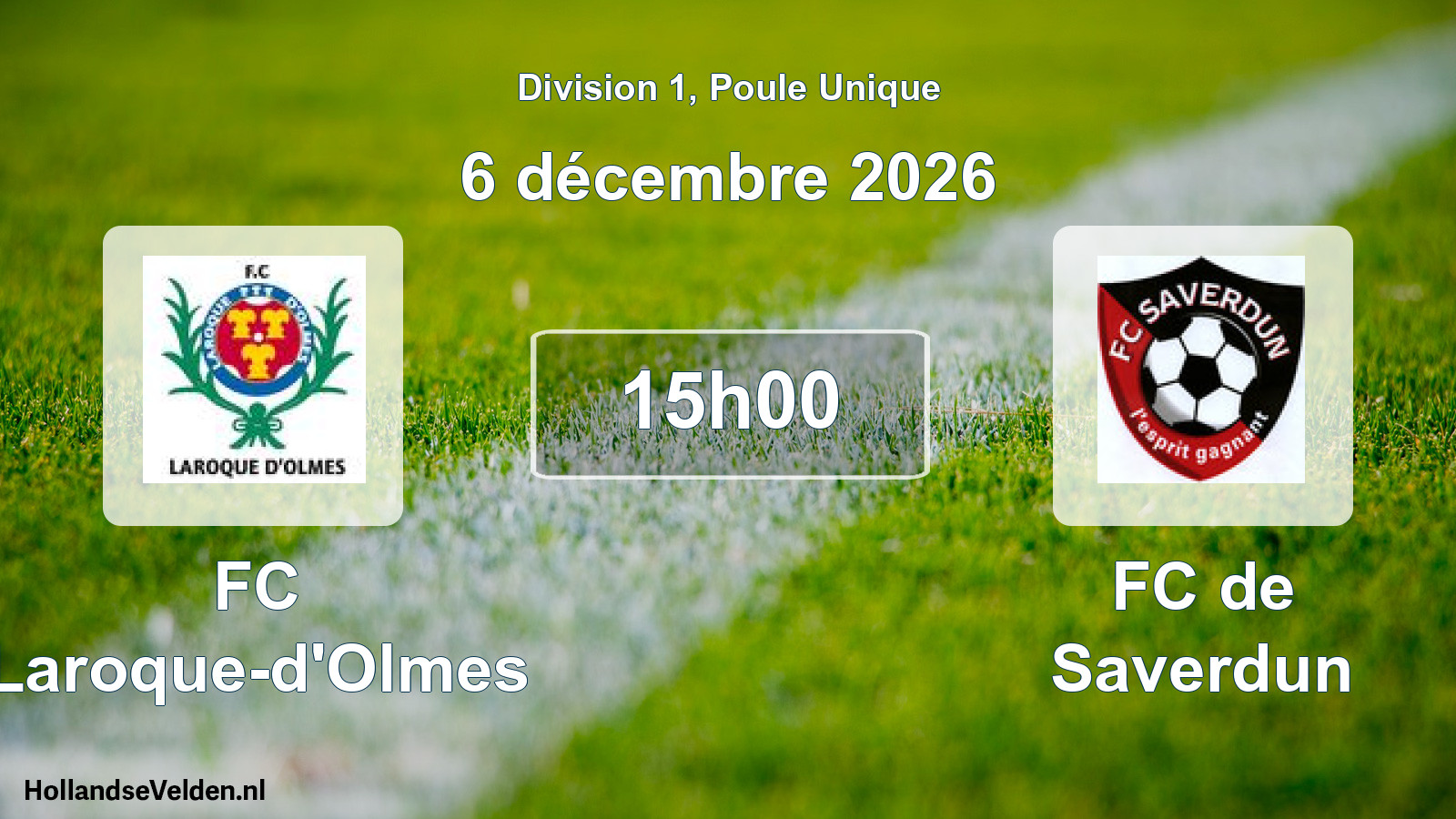 Match programmé: FC Laroque-d'Olmes - FC de Saverdun (6 décembre 2026)