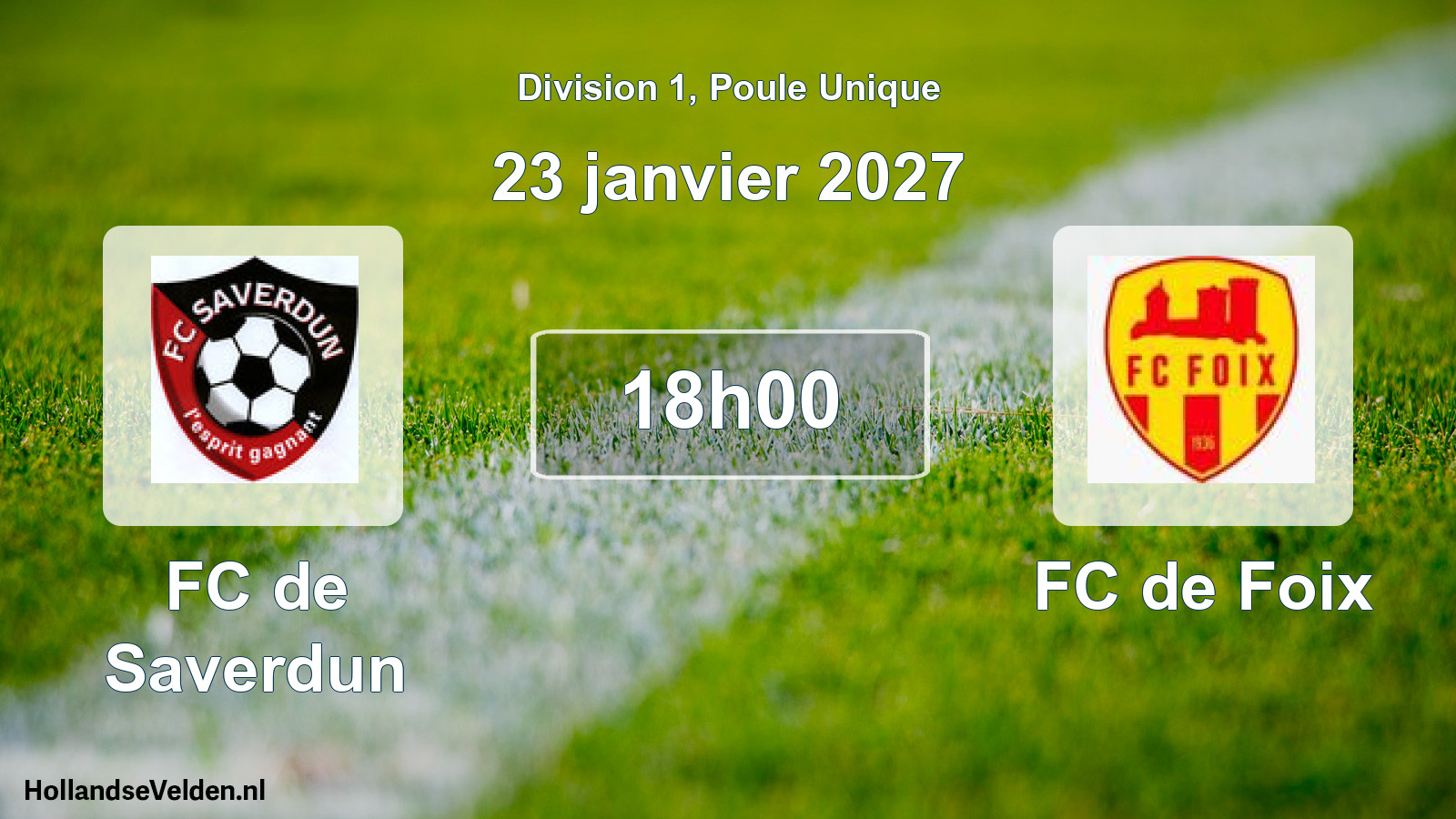 Match programmé: FC de Saverdun - FC de Foix (23 janvier 2027)