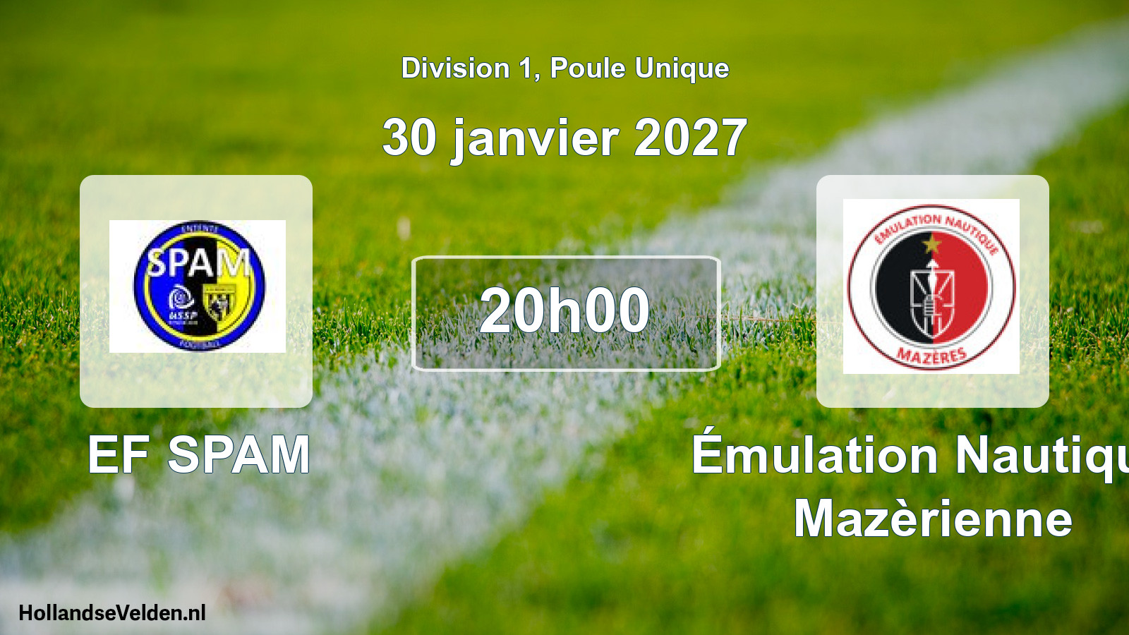 Match programmé: EF SPAM - Émulation Nautique Mazèrienne (30 janvier 2027)