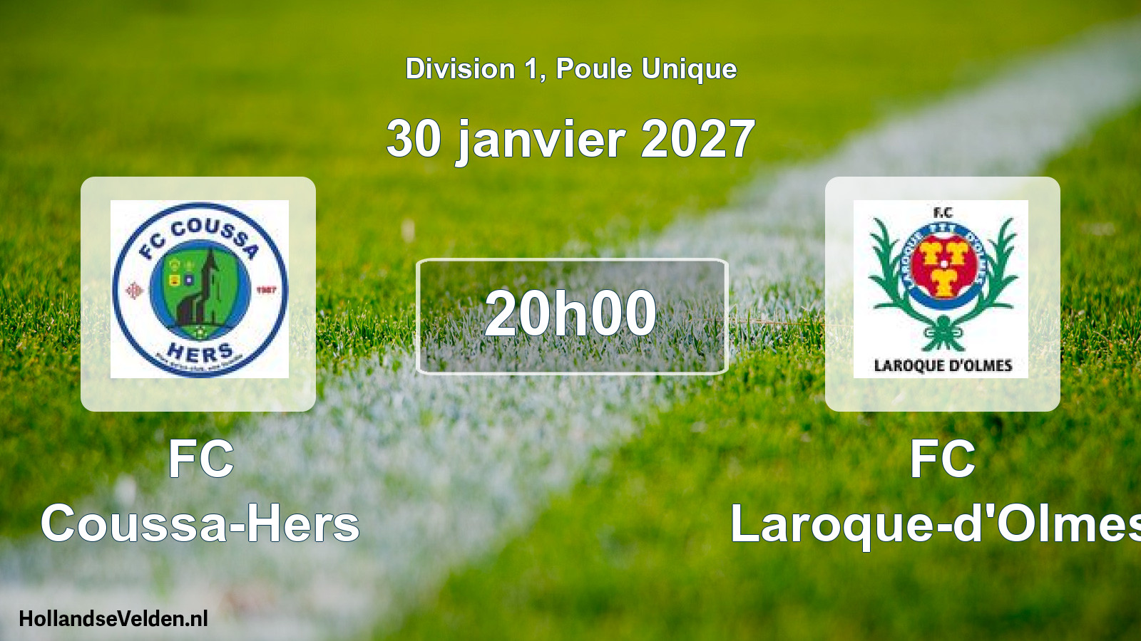 Match programmé: FC Coussa-Hers - FC Laroque-d'Olmes (30 janvier 2027)
