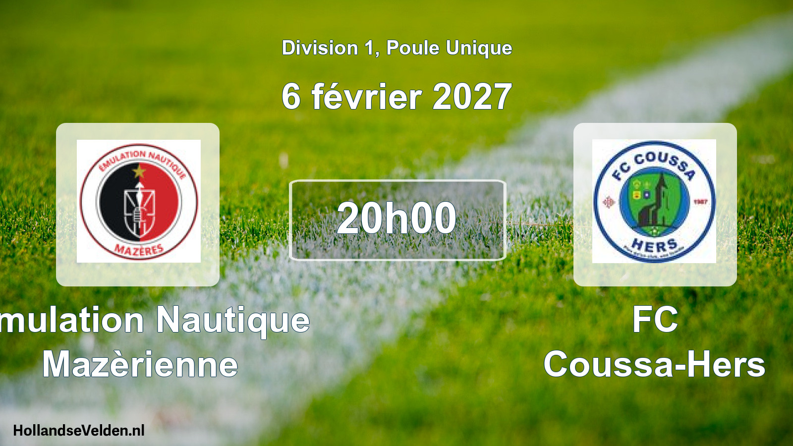 Match programmé: Émulation Nautique Mazèrienne - FC Coussa-Hers (6 février 2027)