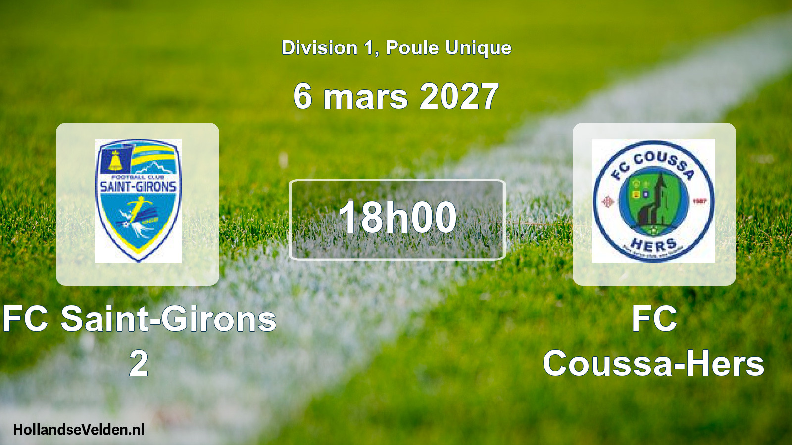 Match programmé: FC Saint-Girons 2 - FC Coussa-Hers (6 mars 2027)