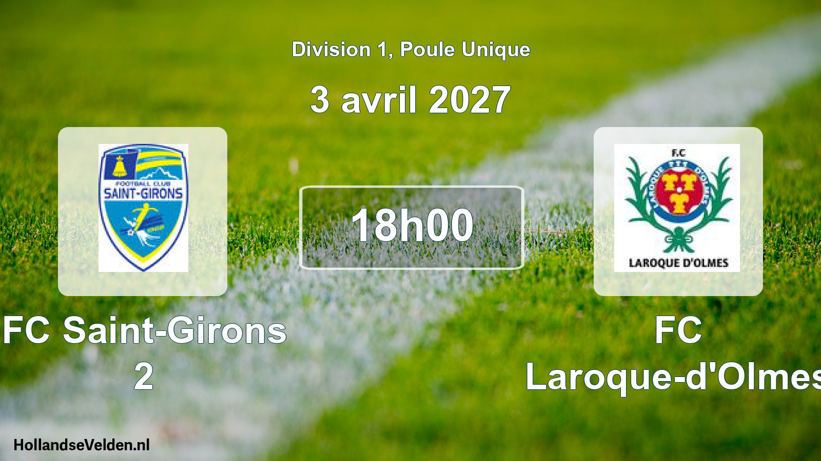 Match programmé: FC Saint-Girons 2 - FC Laroque-d'Olmes (3 avril 2027)