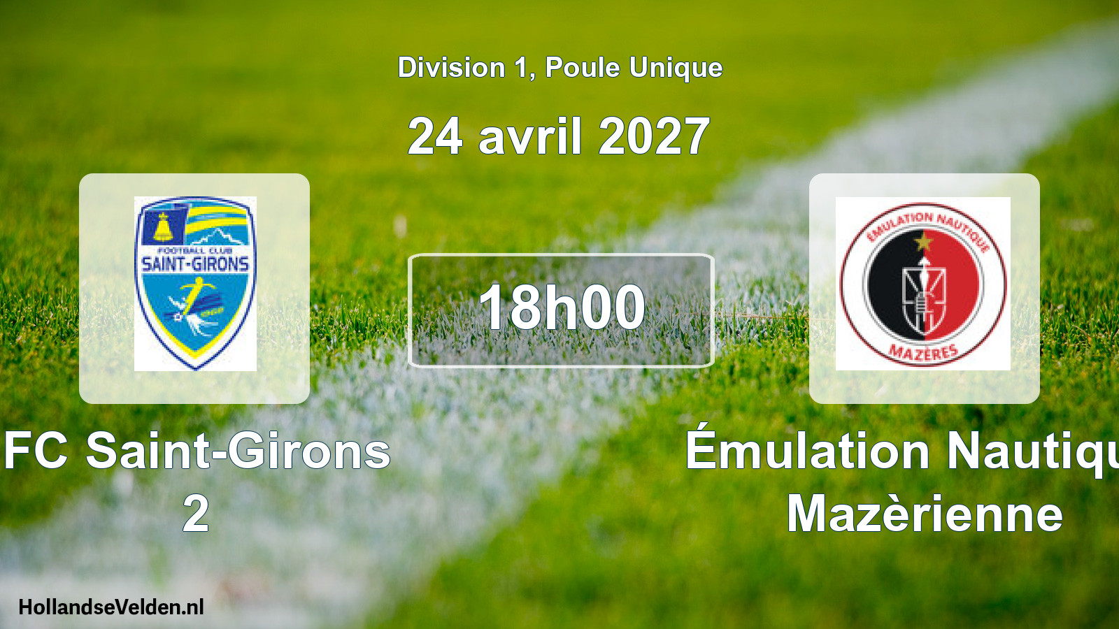 Match programmé: FC Saint-Girons 2 - Émulation Nautique Mazèrienne (24 avril 2027)