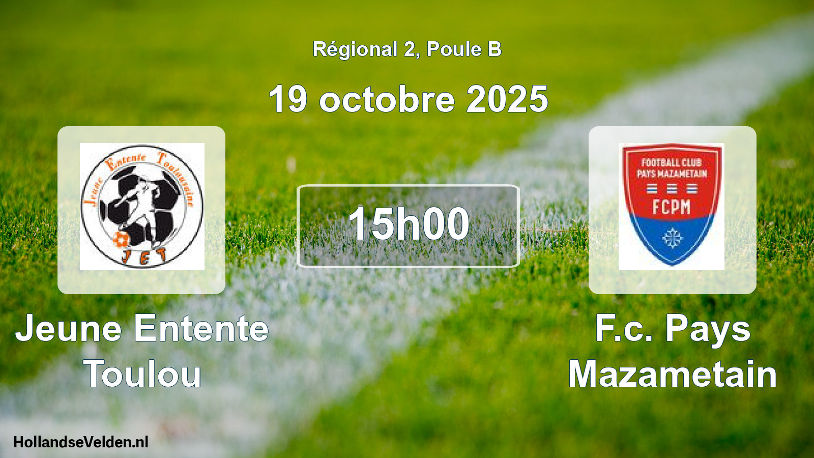 Scheduled Match: Jeune Entente Toulou - F.c. Pays Mazametain (19 October 2025)