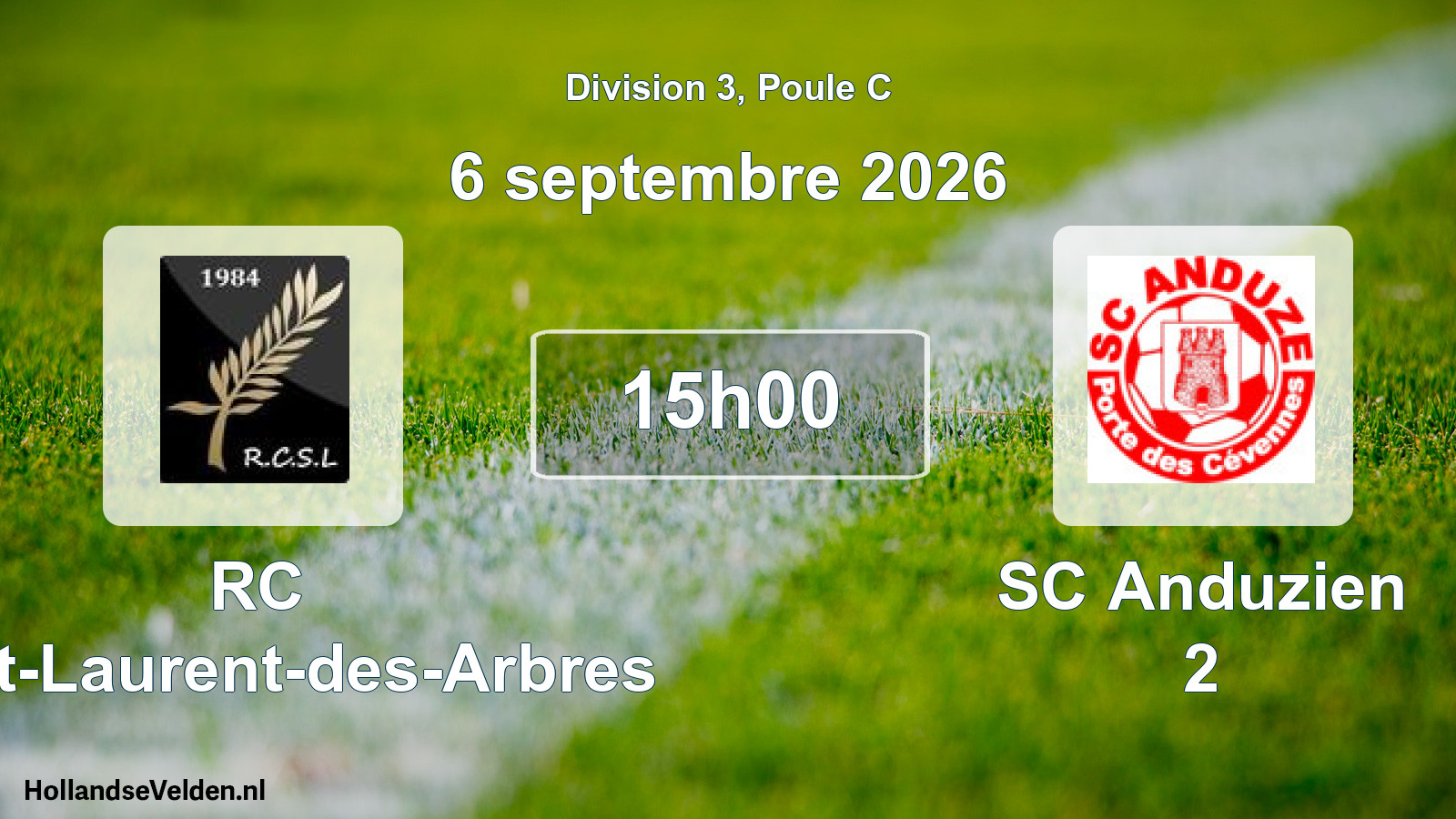 Match programmé: RC Saint-Laurent-des-Arbres - SC Anduzien 2 (6 septembre 2026)