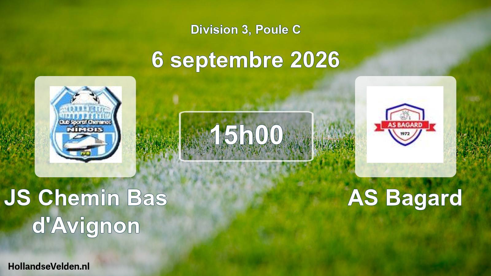 Match programmé: JS Chemin Bas d'Avignon - AS Bagard (6 septembre 2026)