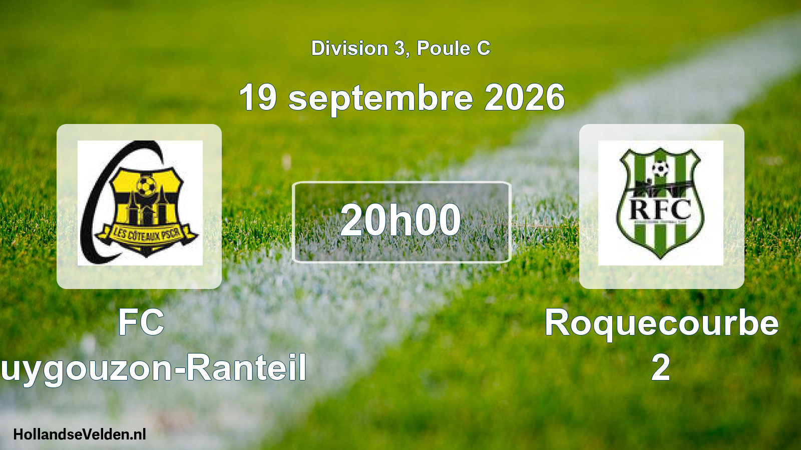 Match programmé: FC Puygouzon-Ranteil - Roquecourbe 2 (19 septembre 2026)