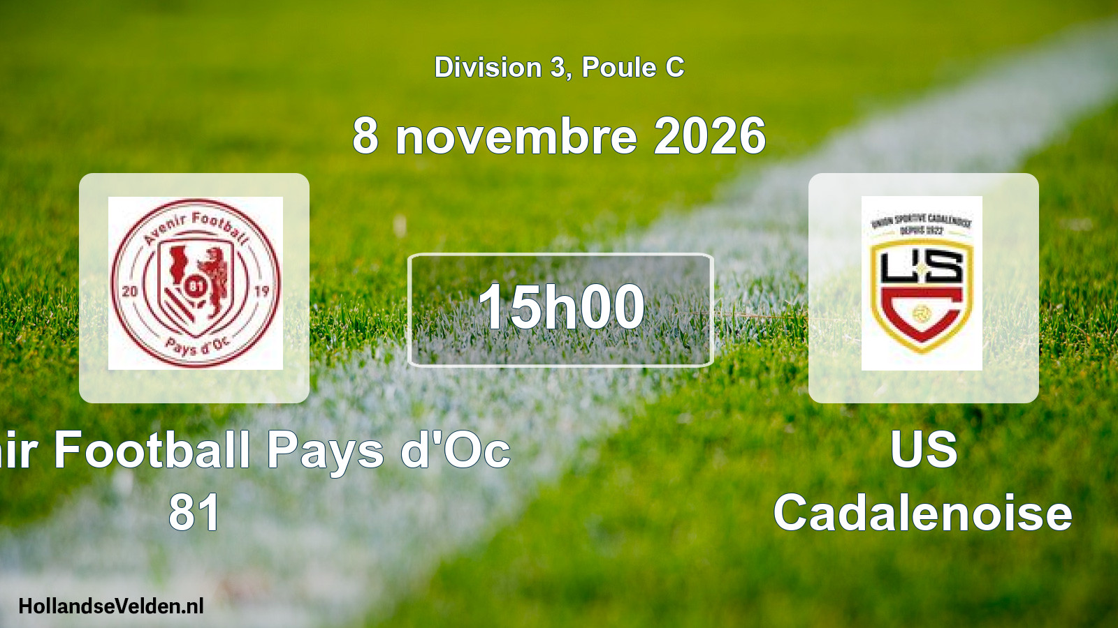 Match programmé: Avenir Football Pays d'Oc 81 - US Cadalenoise (8 novembre 2026)
