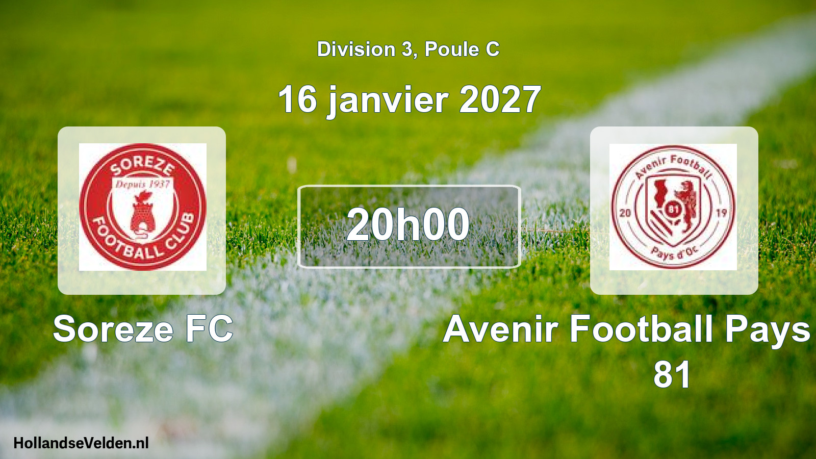 Match programmé: Soreze FC - Avenir Football Pays d'Oc 81 (16 janvier 2027)
