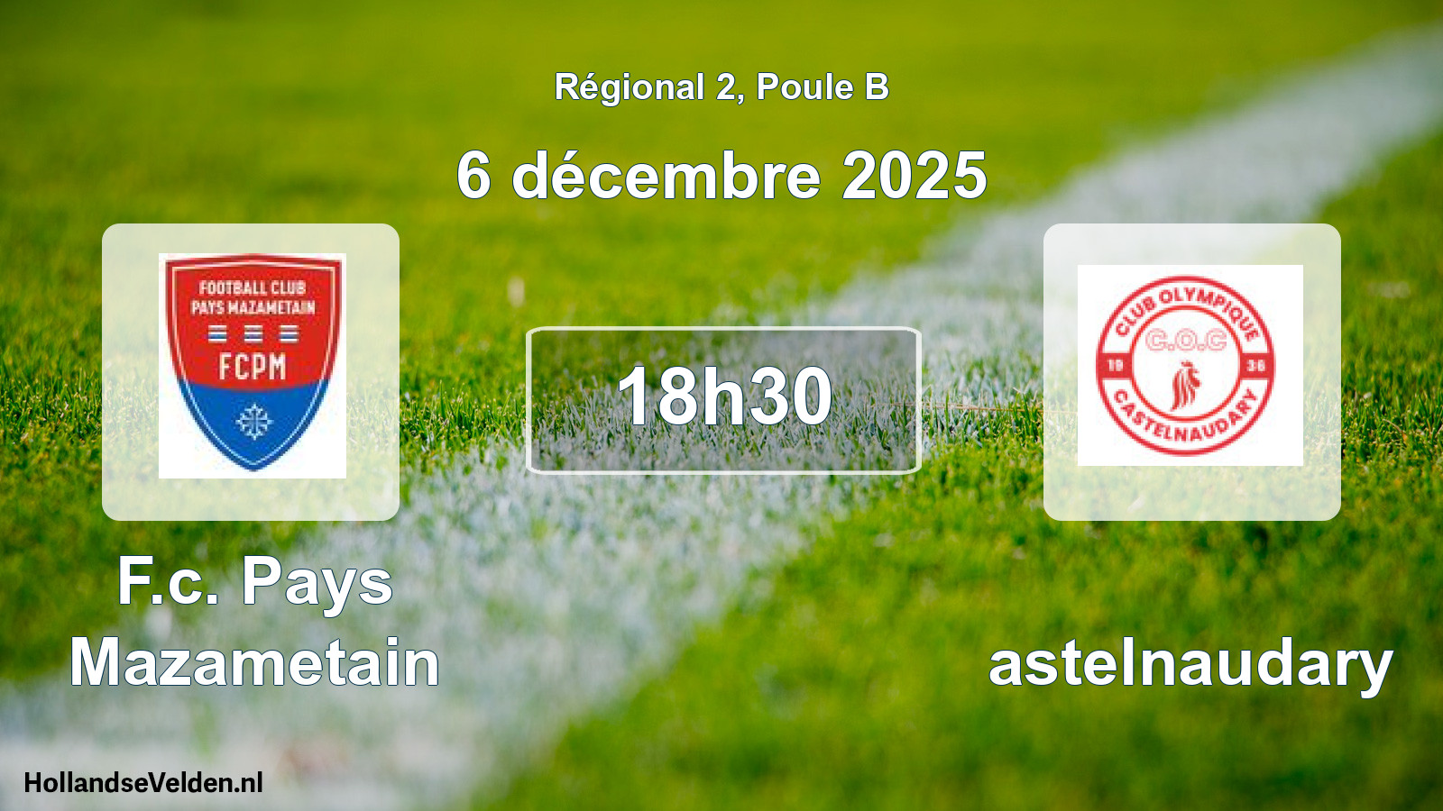 Geplande wedstrijd: F.c. Pays Mazametain - Castelnaudary (6 december 2025)