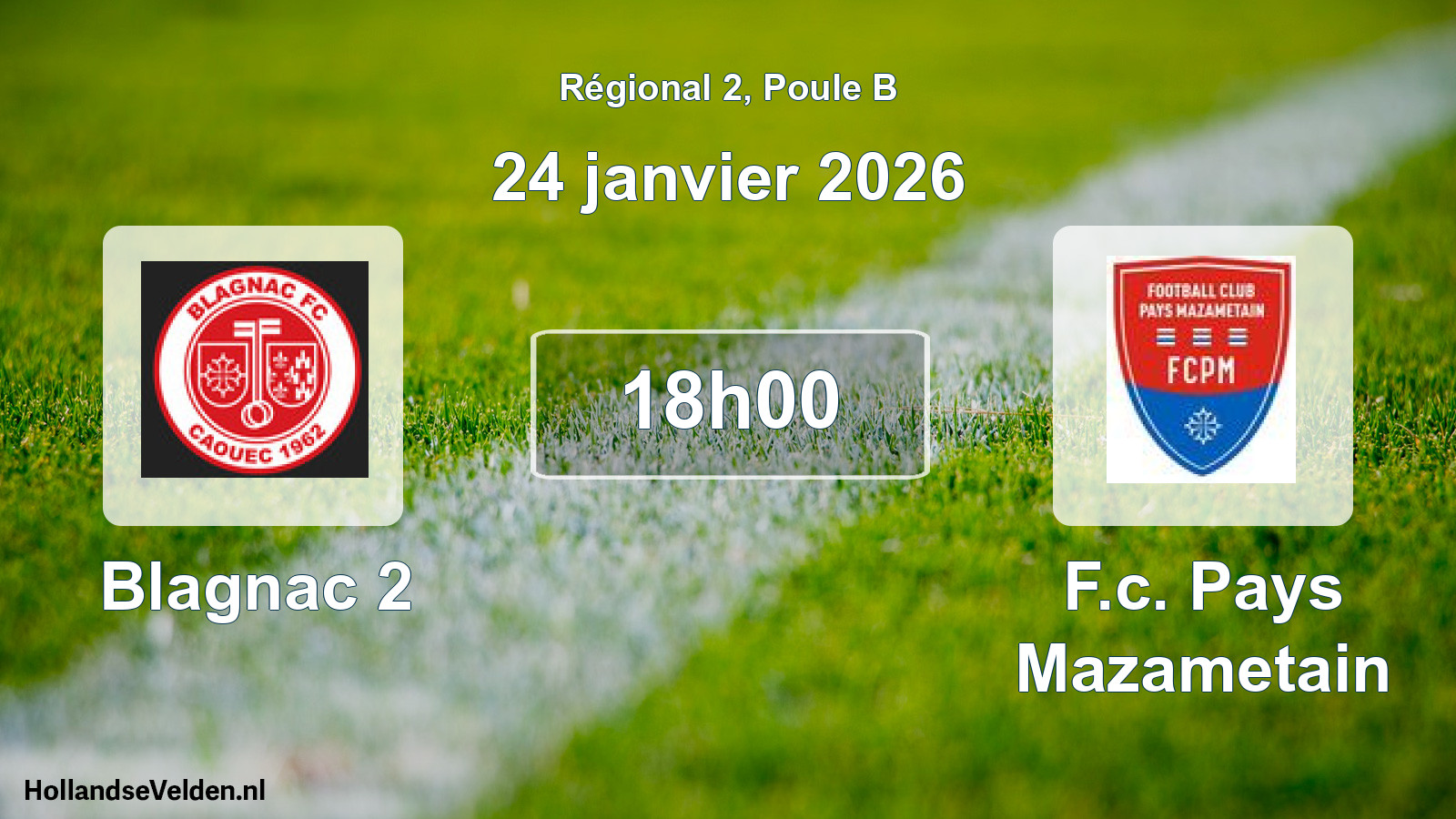 Geplande wedstrijd: Blagnac 2 - F.c. Pays Mazametain (24 januari 2026)