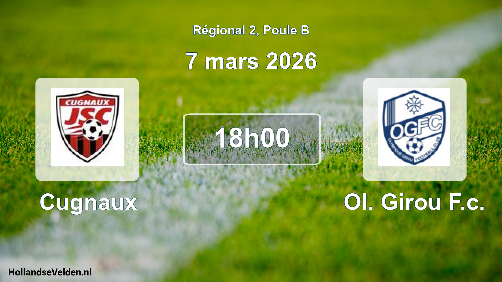 Geplande wedstrijd: Cugnaux - Ol. Girou F.c. (7 mars 2026)