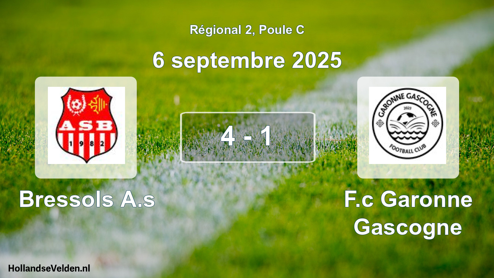 Gespeelde wedstrijd: Bressols A.s - F.c Garonne Gascogne 4 - 1 (6 septembre 2025)