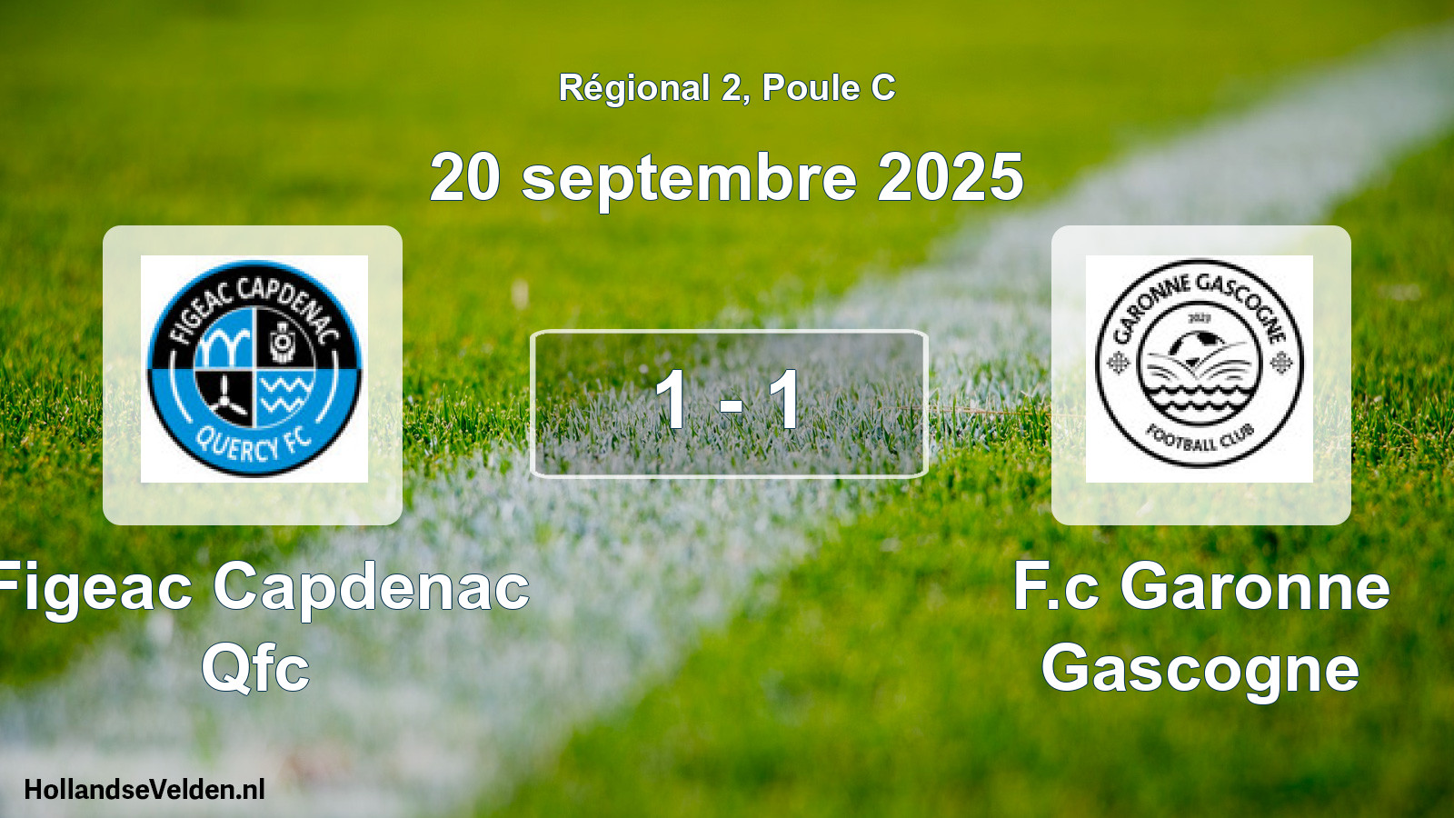 Total number of matches played: Figeac Capdenac Qfc - F.c Garonne Gascogne 1 - 1 (20 September 2025)