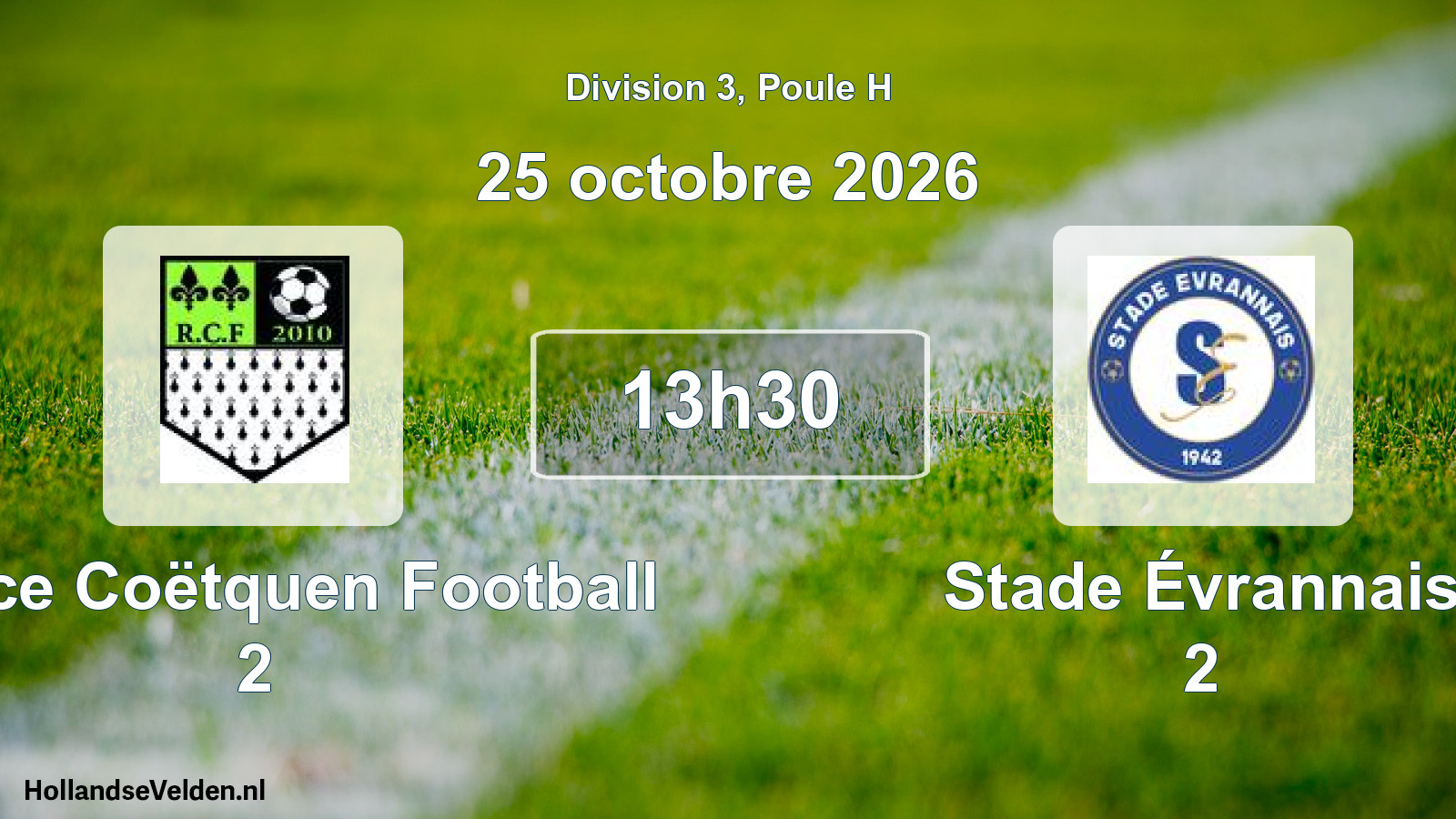 Geplande wedstrijd: Rance Coëtquen Football 2 - Stade Évrannais 2 (25 oktober 2026)