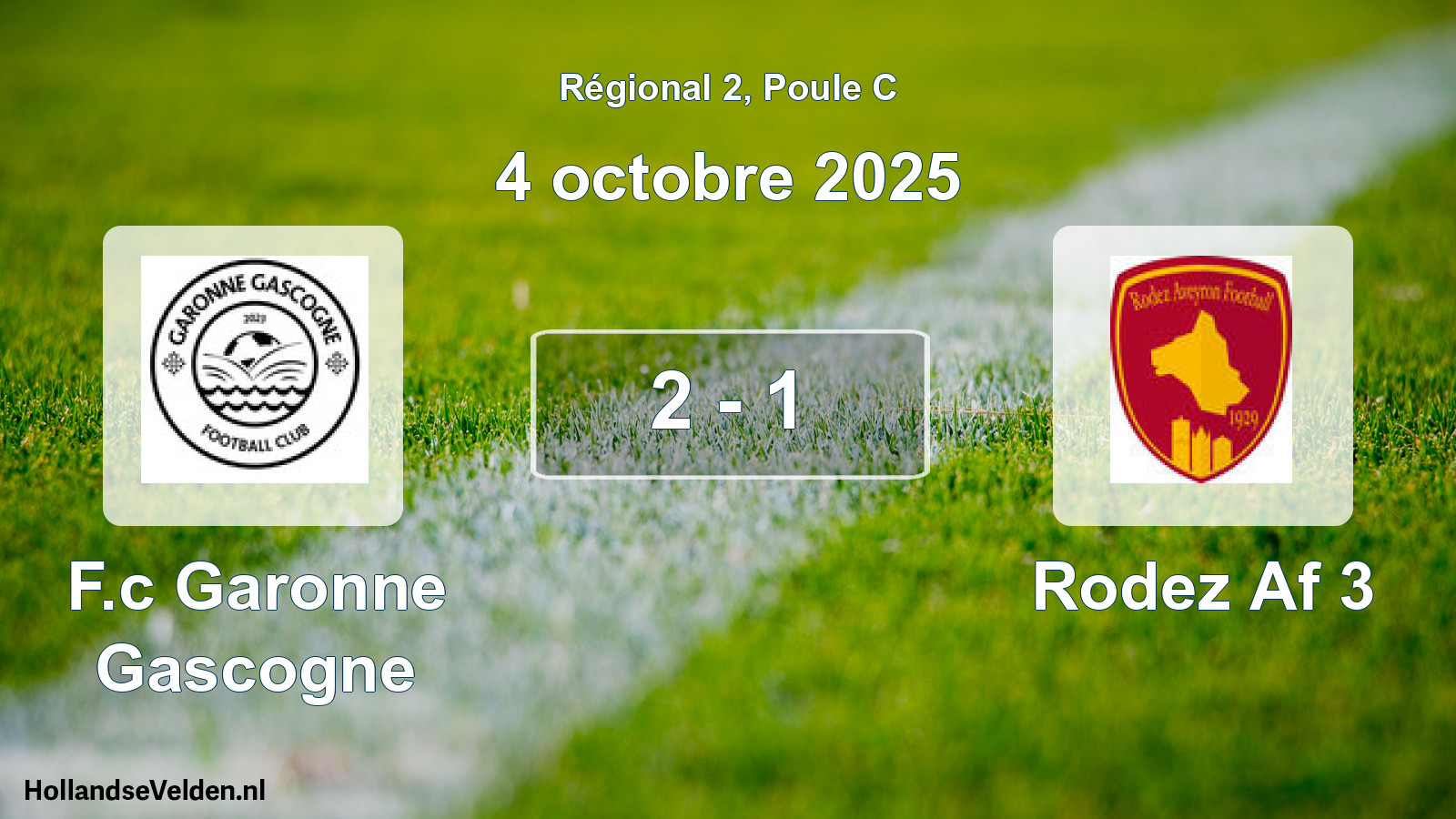 Gespeelde wedstrijd: F.c Garonne Gascogne - Rodez Af 3 2 - 1 (4 oktober 2025)