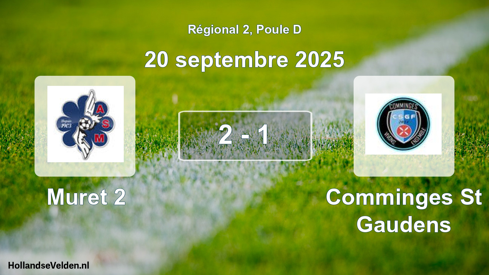 Gespeelde wedstrijd: Muret 2 - Comminges St Gaudens 2 - 1 (20 septembre 2025)