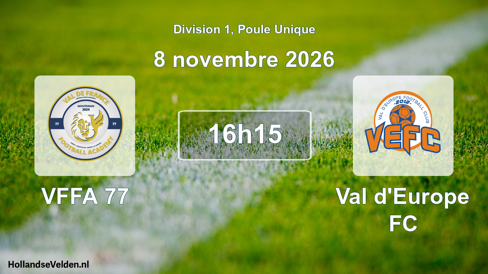 Scheduled Match: VFFA 77 - Val d'Europe FC (8 November 2026)