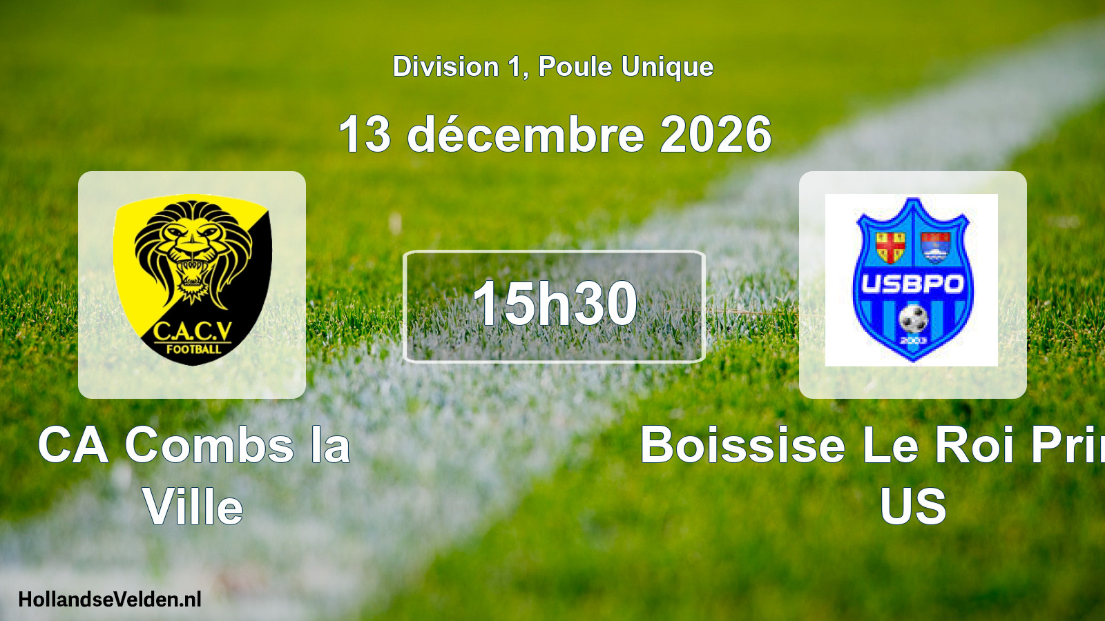 Scheduled Match: CA Combs la Ville - Boissise Le Roi Pringy US (13 December 2026)