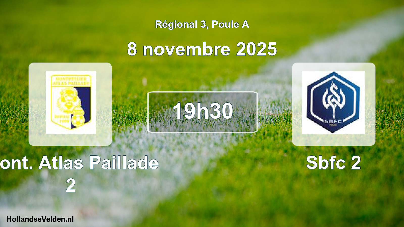 Geplande wedstrijd: Mont. Atlas Paillade 2 - Sbfc 2 (8 november 2025)