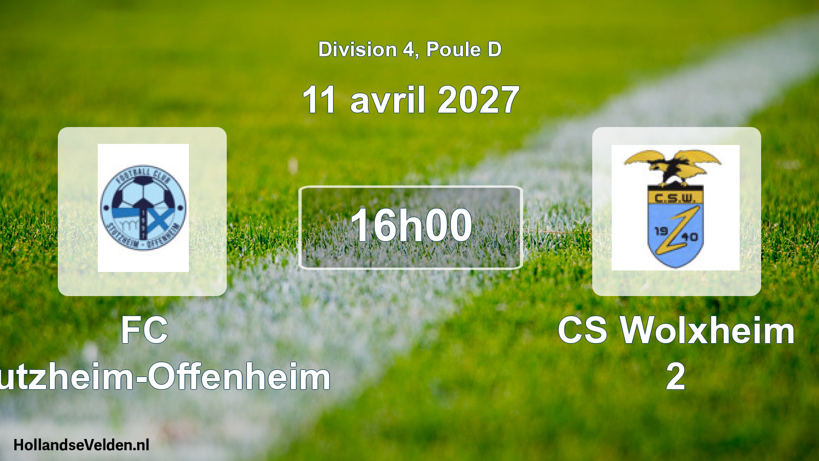 Match programmé: FC Stutzheim-Offenheim - CS Wolxheim 2 (11 avril 2027)
