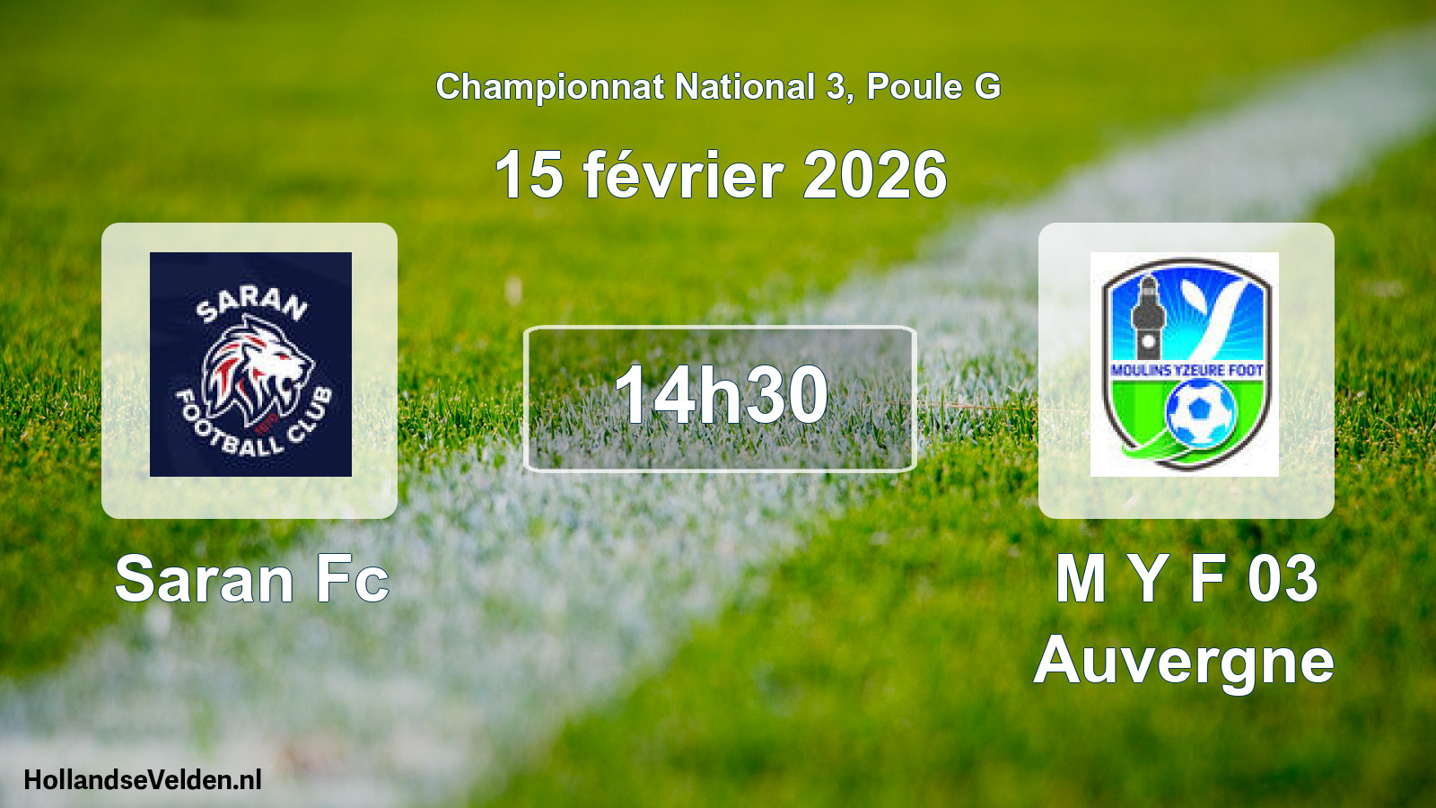 Geplande wedstrijd: Saran Fc - M Y F 03 Auvergne (15 février 2026)