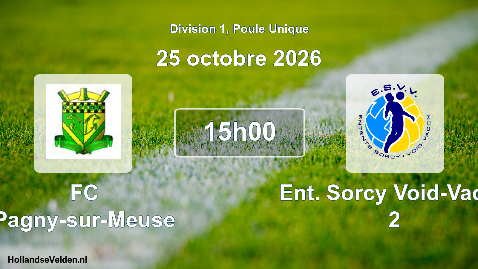 Match programmé: FC Pagny-sur-Meuse - Ent. Sorcy Void-Vacon 2 (25 octobre 2026)