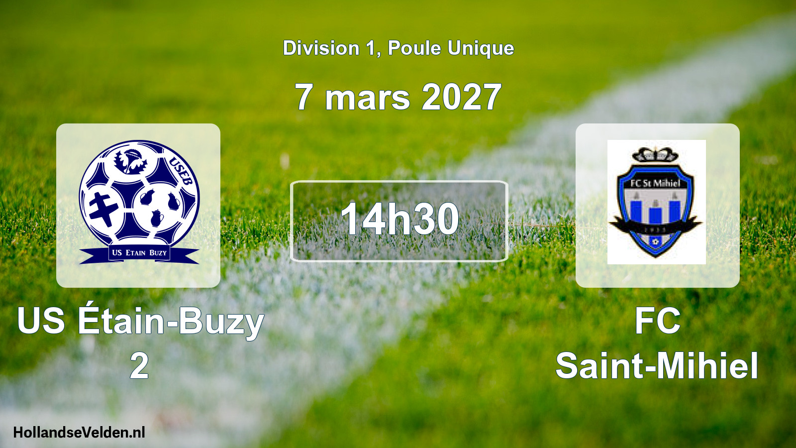 Match programmé: US Étain-Buzy 2 - FC Saint-Mihiel (7 mars 2027)