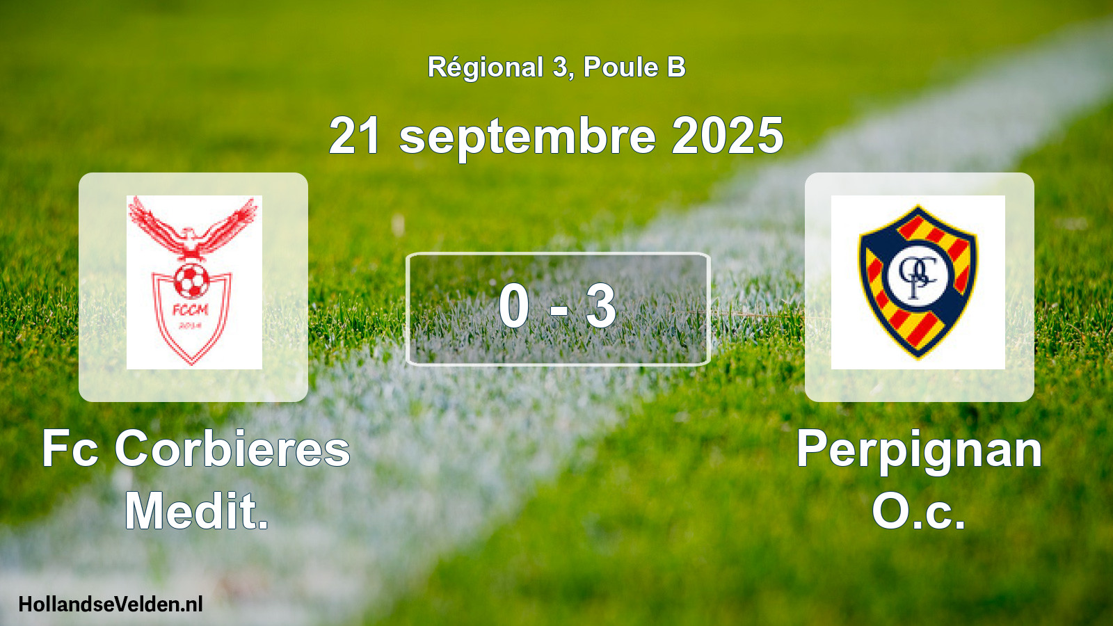 Total number of matches played: Fc Corbieres Medit. - Perpignan O.c. 0 - 3 (21 September 2025)
