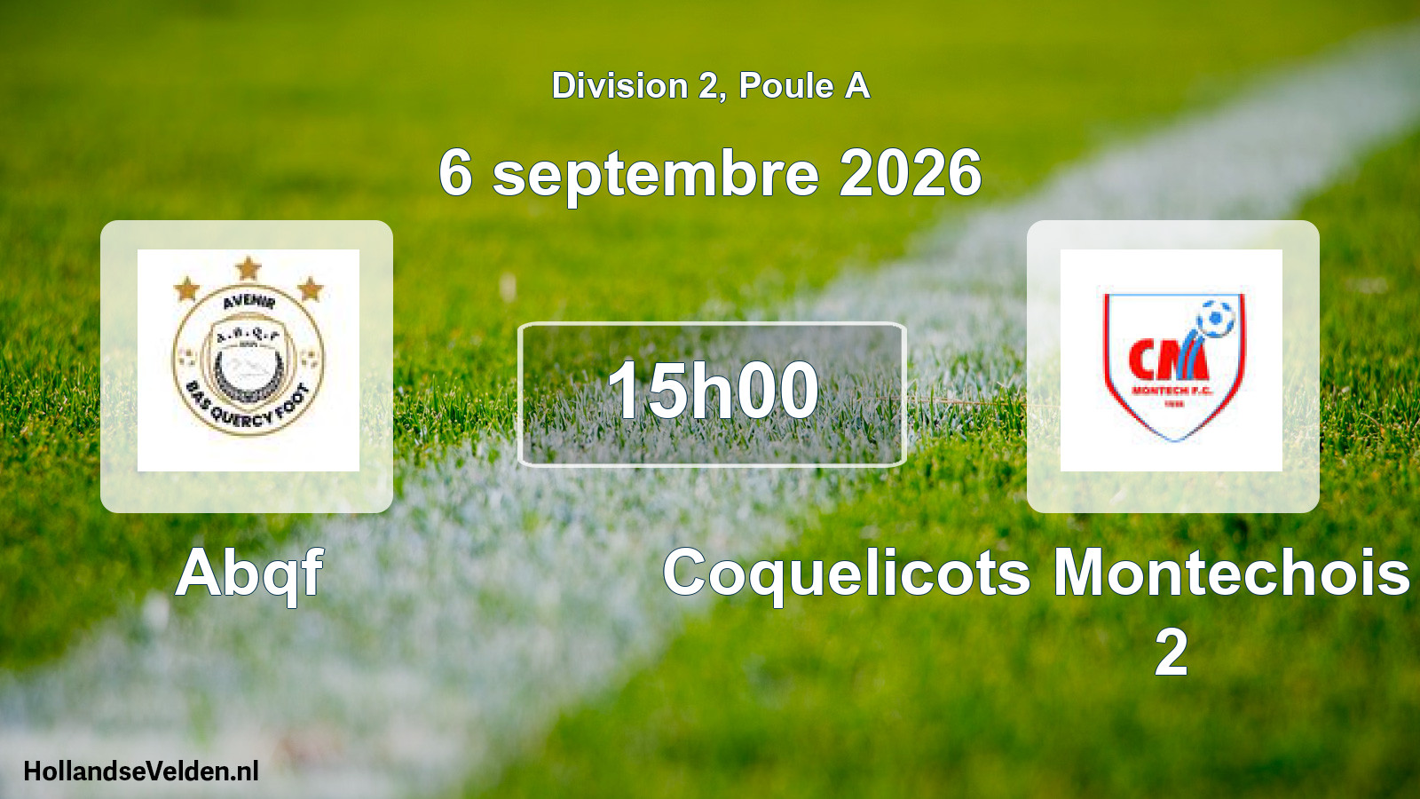 Match programmé: Abqf - Coquelicots Montechois Football 2 (6 septembre 2026)