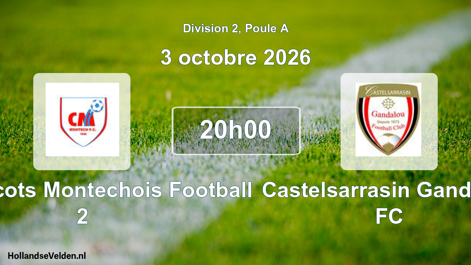 Match programmé: Coquelicots Montechois Football 2 - Castelsarrasin Gandalou FC (3 octobre 2026)