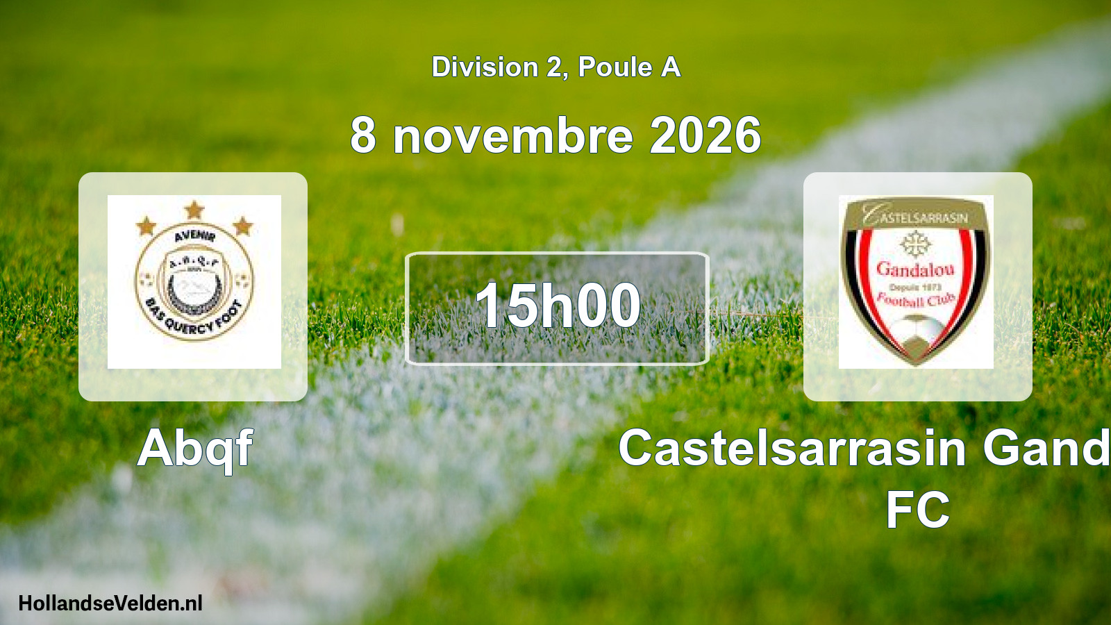 Match programmé: Abqf - Castelsarrasin Gandalou FC (8 novembre 2026)