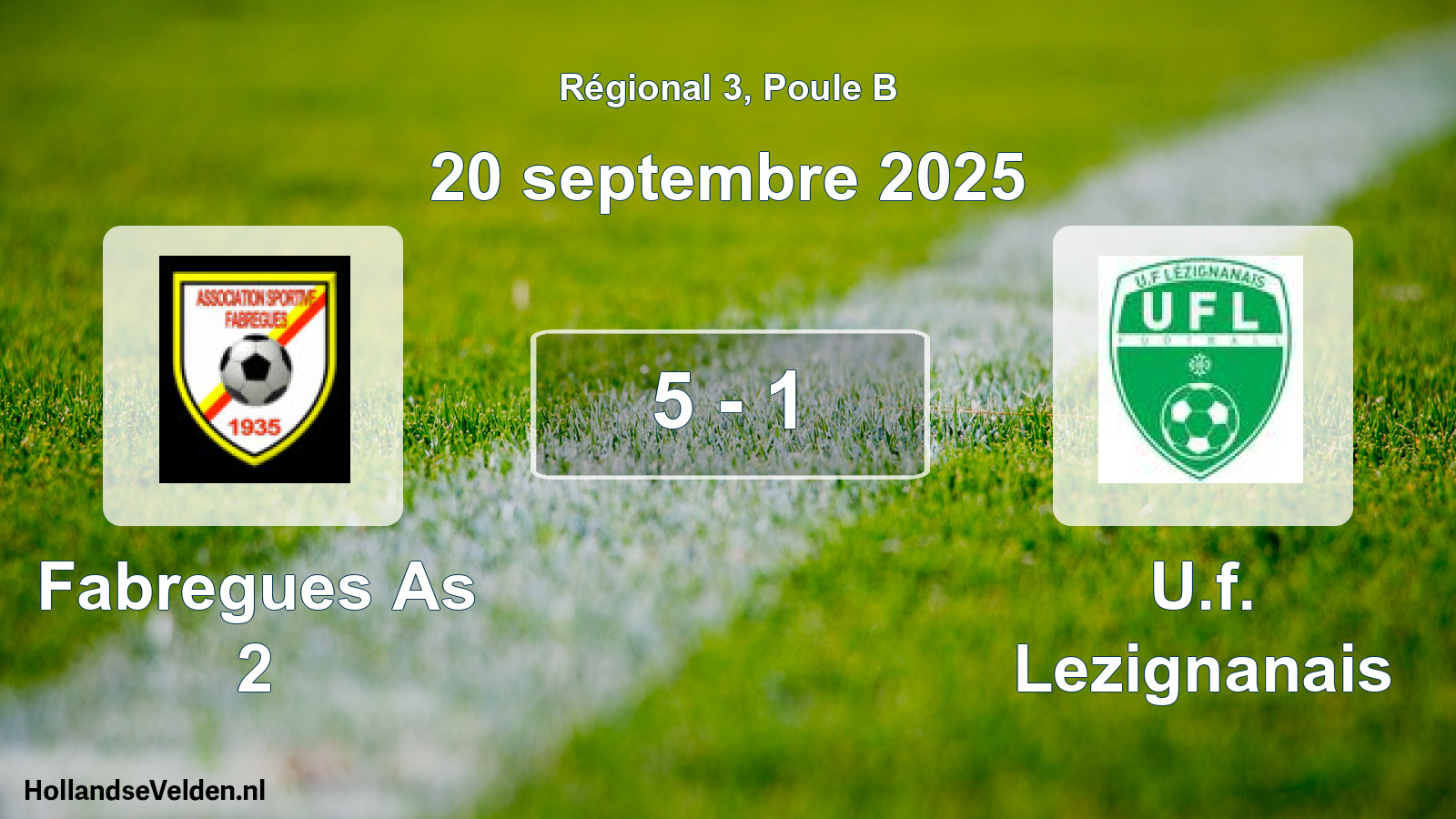 Gespeelde wedstrijd: Fabregues As 2 - U.f. Lezignanais 5 - 1 (20 september 2025)