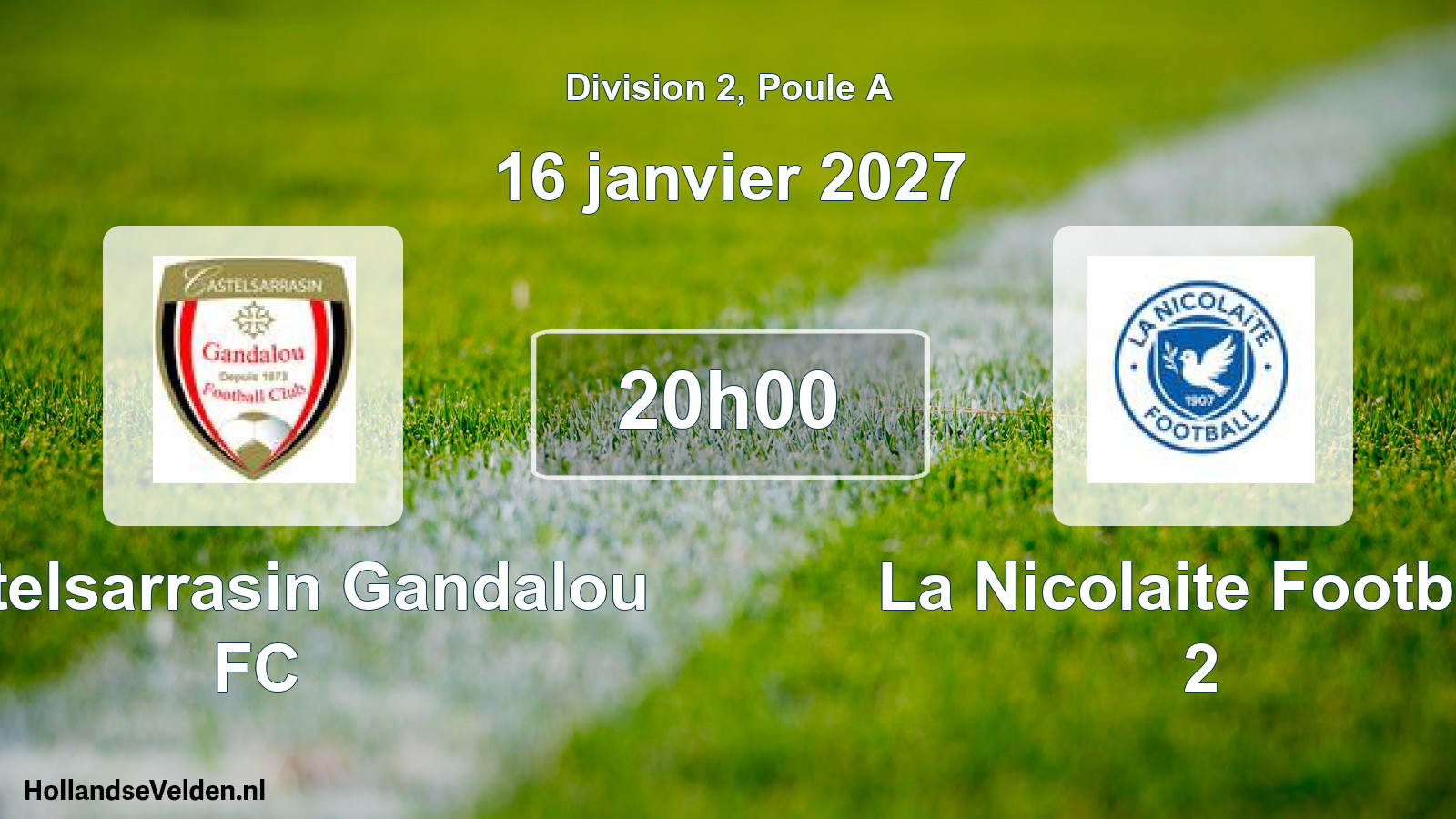 Match programmé: Castelsarrasin Gandalou FC - La Nicolaite Football 2 (16 janvier 2027)