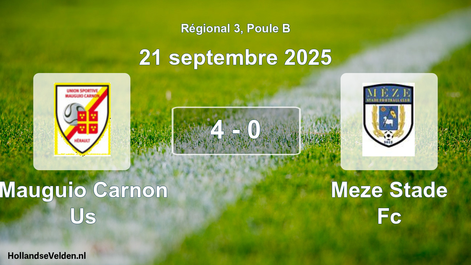 Gespeelde wedstrijd: Mauguio Carnon Us - Meze Stade Fc 4 - 0 (21 septembre 2025)