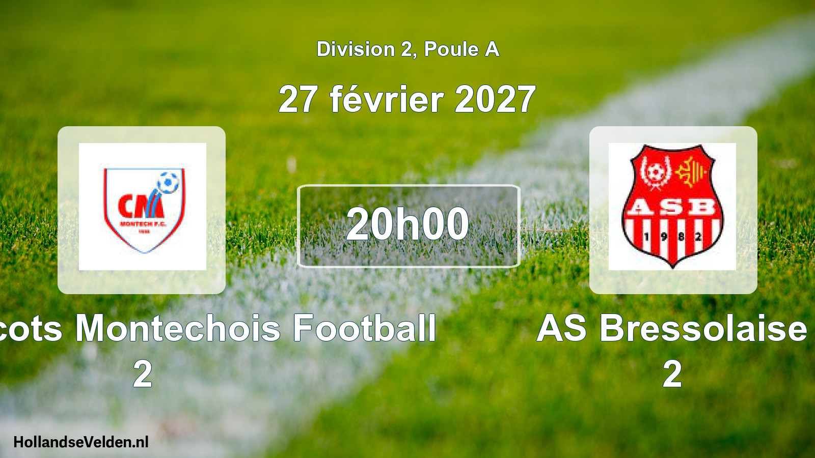 Match programmé: Coquelicots Montechois Football 2 - AS Bressolaise 2 (27 février 2027)