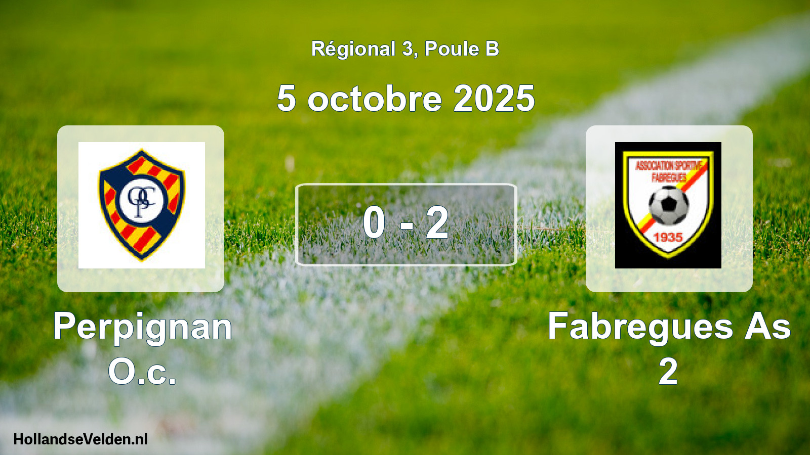 Gespeelde wedstrijd: Perpignan O.c. - Fabregues As 2 0 - 2 (5 octobre 2025)