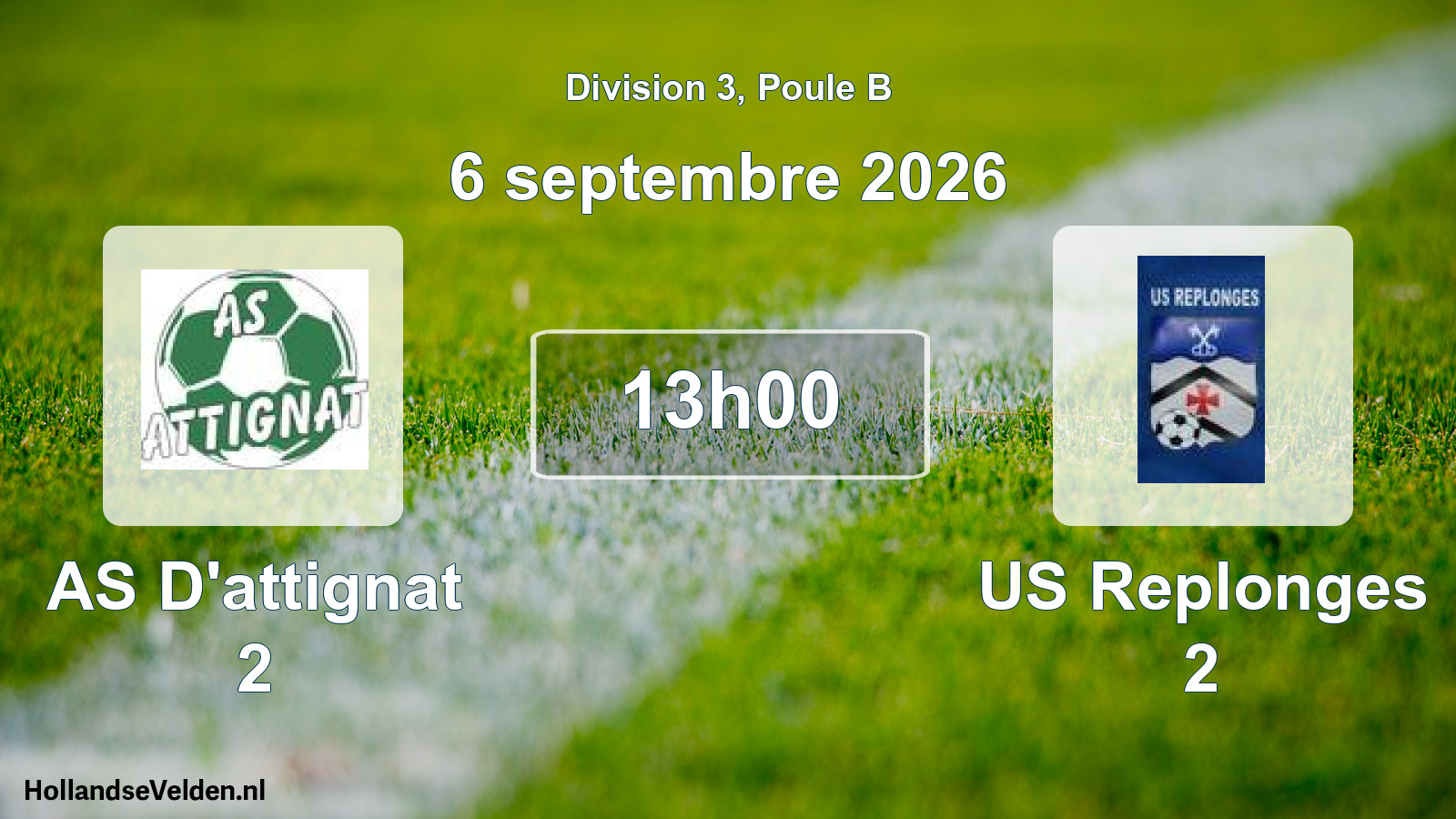 Match programmé: AS D'attignat 2 - US Replonges 2 (6 septembre 2026)