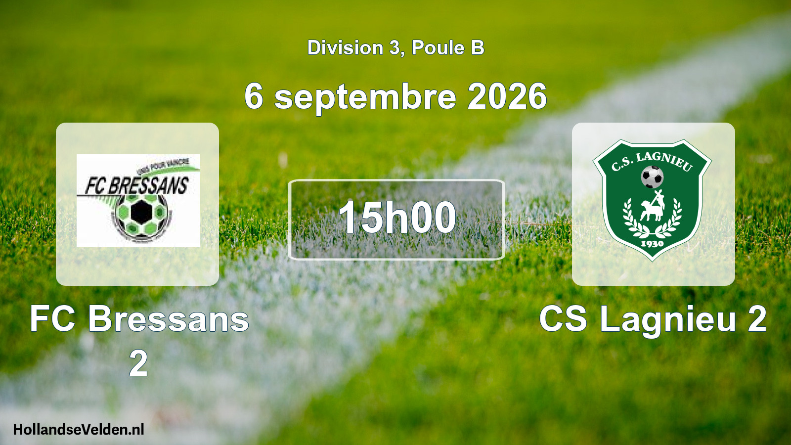 Match programmé: FC Bressans 2 - CS Lagnieu 2 (6 septembre 2026)