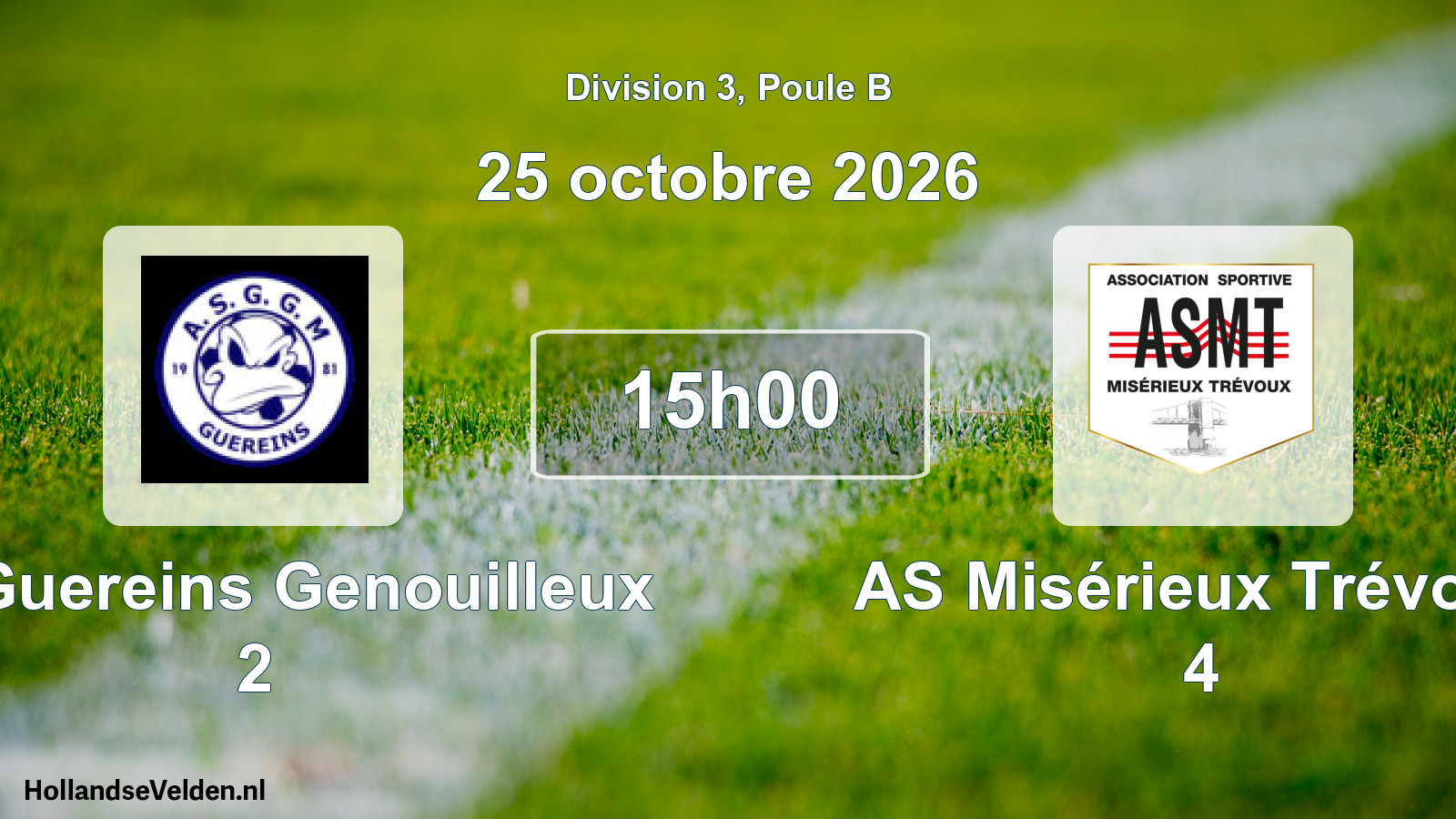 Geplande wedstrijd: AS Guereins Genouilleux 2 - AS Misérieux Trévoux 4 (25 oktober 2026)