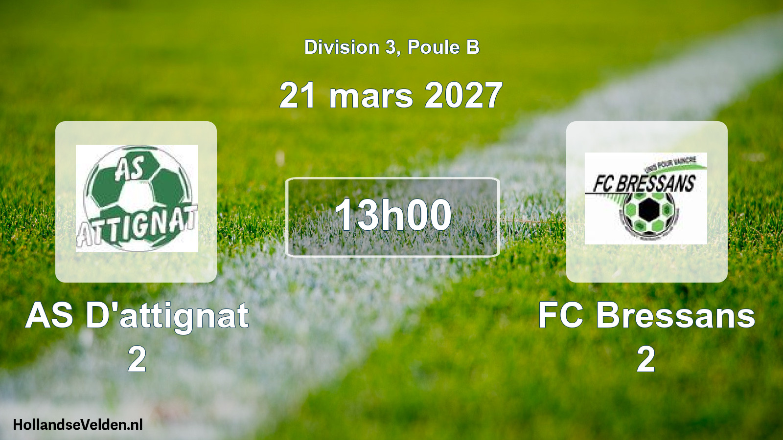 Scheduled Match: AS D'attignat 2 - FC Bressans 2 (21 March 2027)